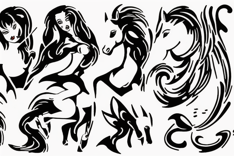 pin up girl on deftones white pony logo tattoo idea