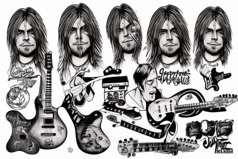 Kurt Cobain with guitar tattoo idea