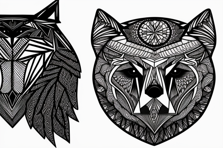 7. Geometric owl and wolf tattoo designs - wide 1