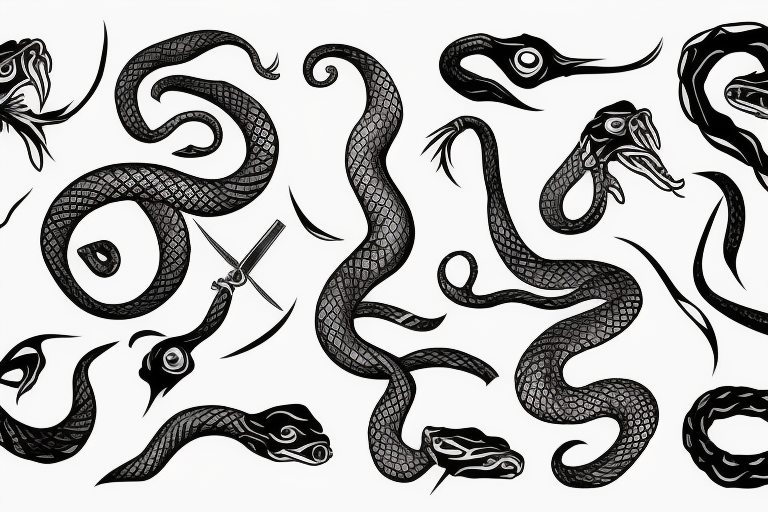 Snake with knife tattoo idea