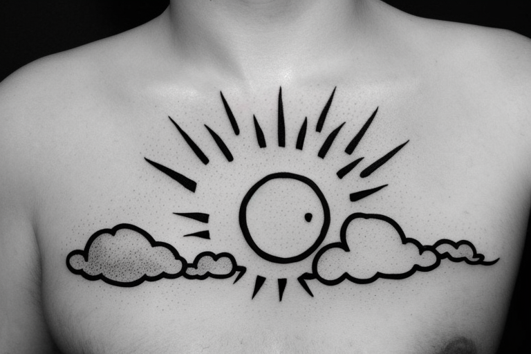 the sun poking over a cloud with some of the sun rays coming over the cloud tattoo idea