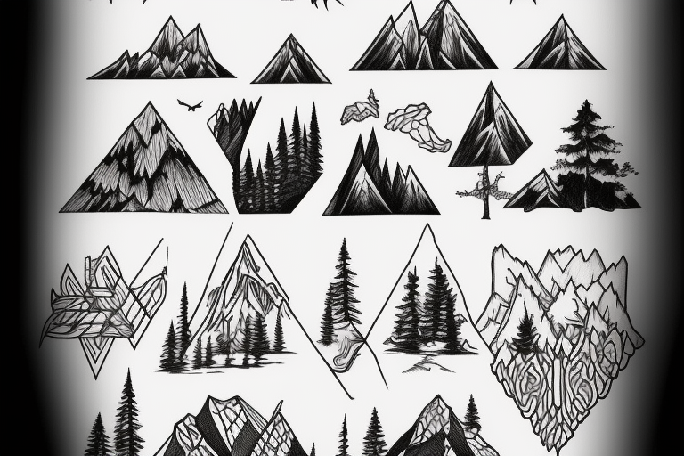 forest and mountains tattoo idea