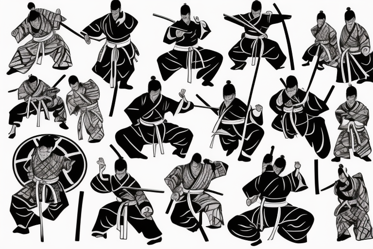 Japanese style martial arts samurai rising sun tattoo idea
