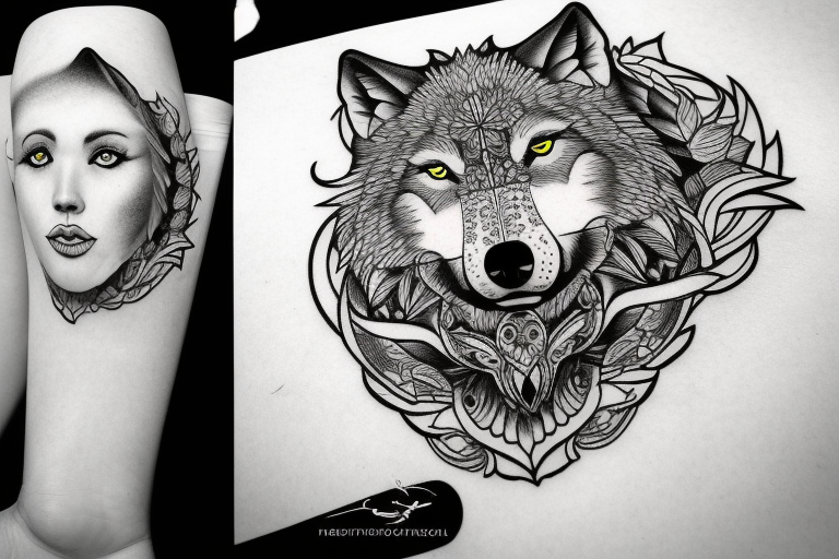 Head of a Wolf. One side detailed the other sketchy tattoo idea