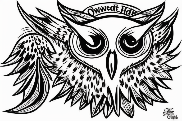 owl medium size to be used on the back of the leg tattoo idea