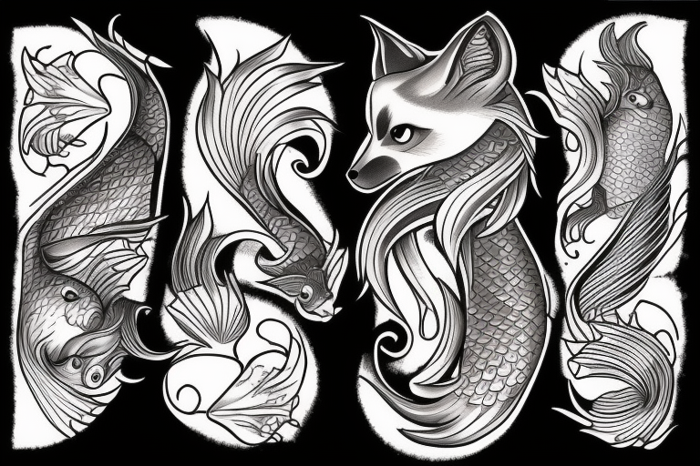 Fox fish tattoo idea