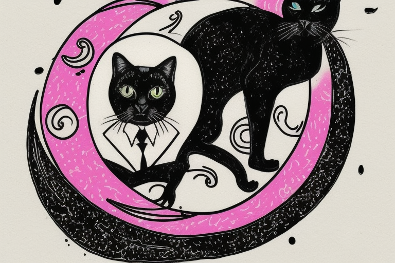 left forearm

crescent moon with a tuxedo black cat sitting on it.

the colors used should be subtle colors. pink tattoo idea