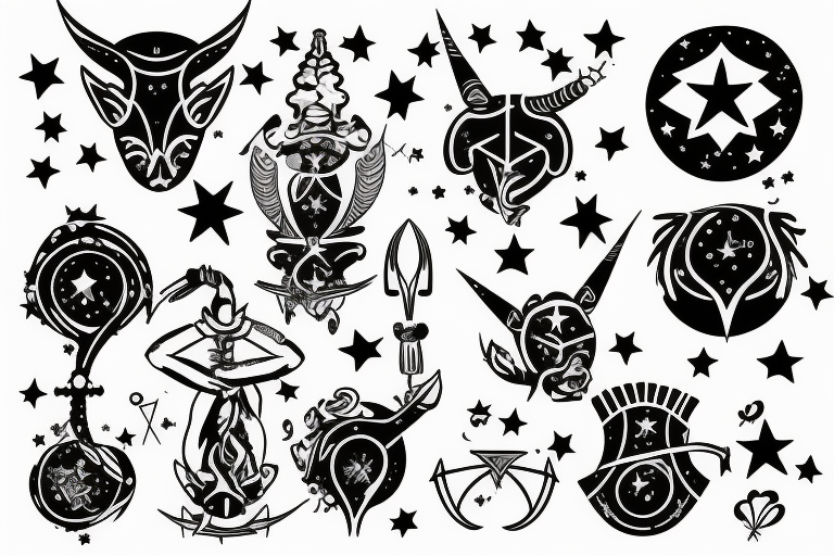 Sagittarius zodiac sign symbol with stars tattoo idea