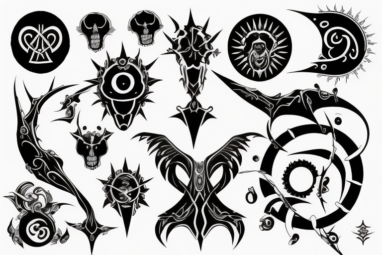 Black sun sign in Gothic style tattoo idea
