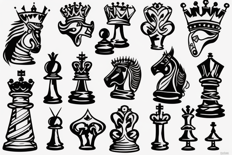 'Kings To You' text chess piece tattoo idea