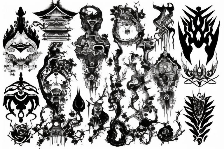 dark fantasy architecture tattoo idea