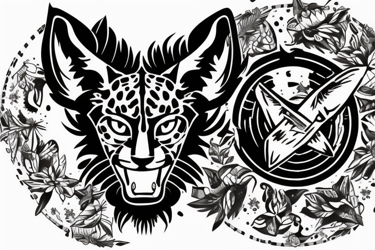 Lynx head inside a round circle military-style, and a texts saying Flygbasjägare tattoo idea