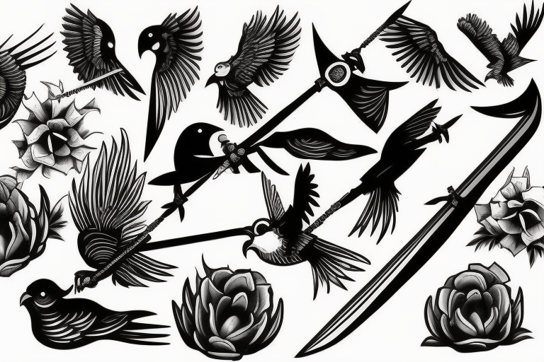 Bird sword tattoo idea