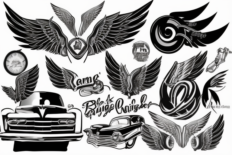 Grease car back with wings tattoo idea