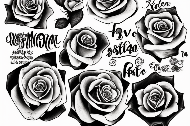 Sleev with roses and the text familia tattoo idea