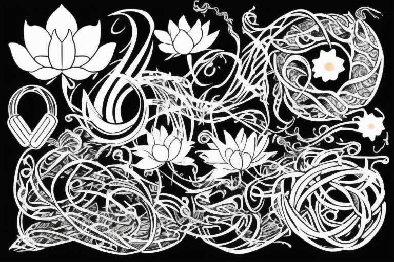 Infini, lotus, music, sea tattoo idea