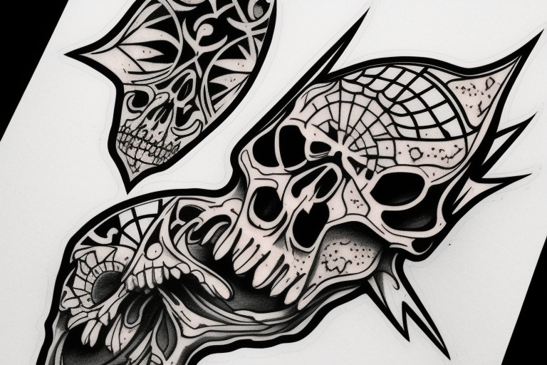 raven skull tattoo idea