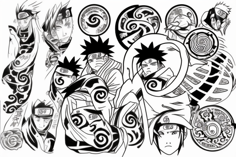 Naruto tattoo with the nine talied beast coming out of the Eight Trigrams Sea tattoo idea