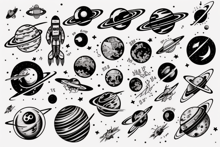 outerspace, planets, black hole, astronaut tattoo idea