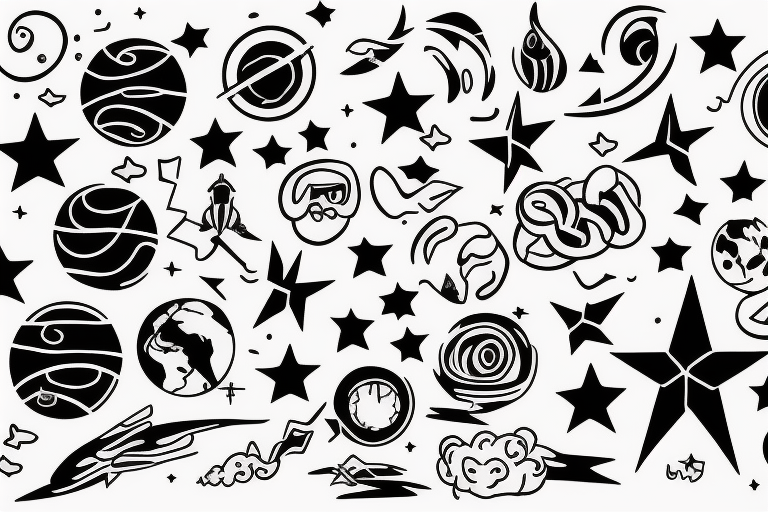 A line going to the stars and back and than three times around the world tattoo idea