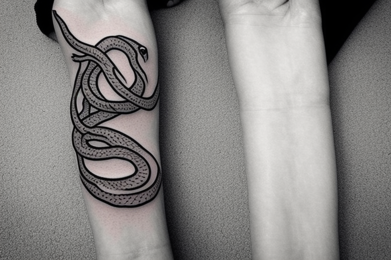 Snake minimal design on forearm tattoo idea