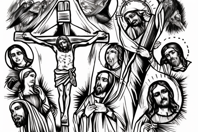 Jesus Christ in a crown crucified on the cross tattoo idea