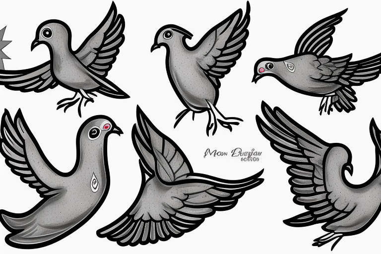 Pigeon with sun rays tattoo idea