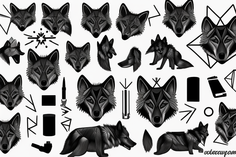 Black wolf tattoo idea