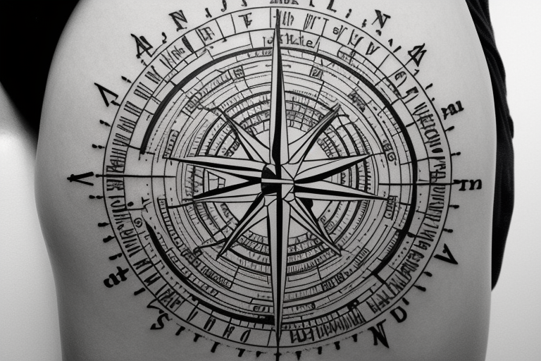 Compass on a map of the UK with an amplifier tattoo idea
