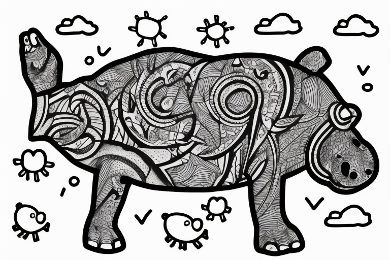 A Hippo coming above the water tattoo idea