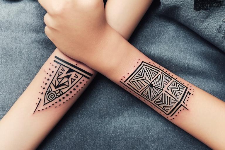bracelet whit triancle and geometric arrow tattoo idea