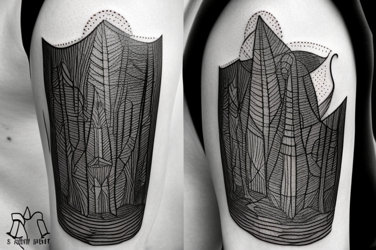 Amazing Black Forest Wood Tattoo Idea