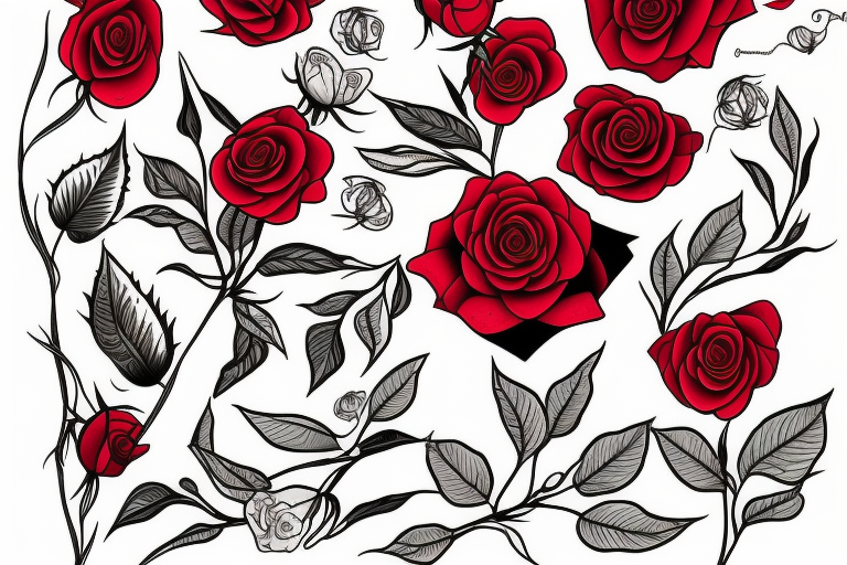 Red rose  intertwined with a Lilly of the valley tattoo idea