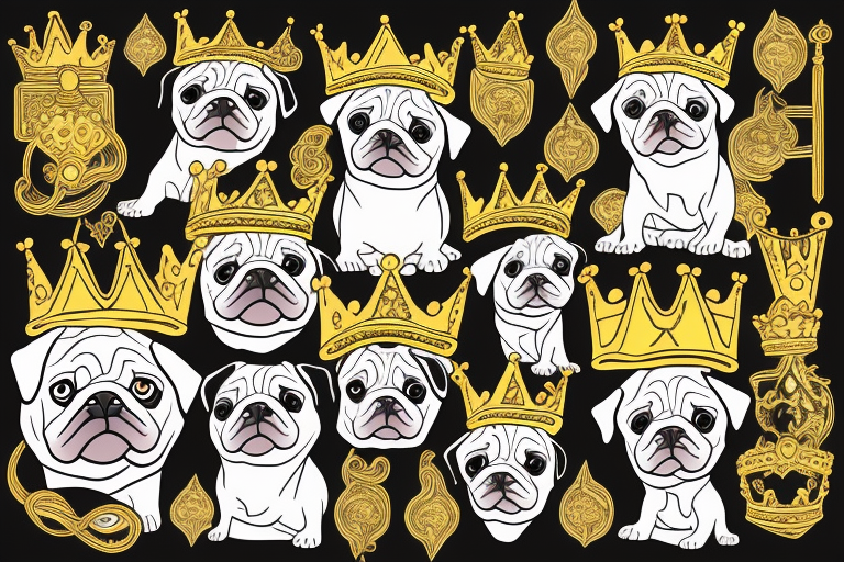 Pug with golden crown tattoo idea