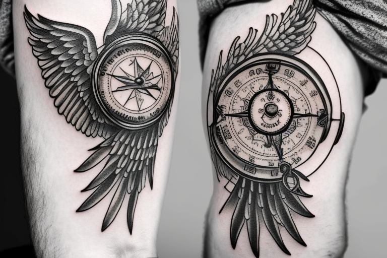 Compass  wings by Ledhead Ned TattooNOW