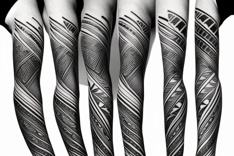 tribal arm sleeve, minimal ink, flame like lines tattoo idea