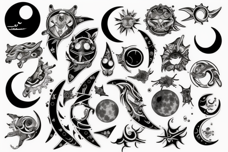 Sun, moon and orions belt tattoo idea
