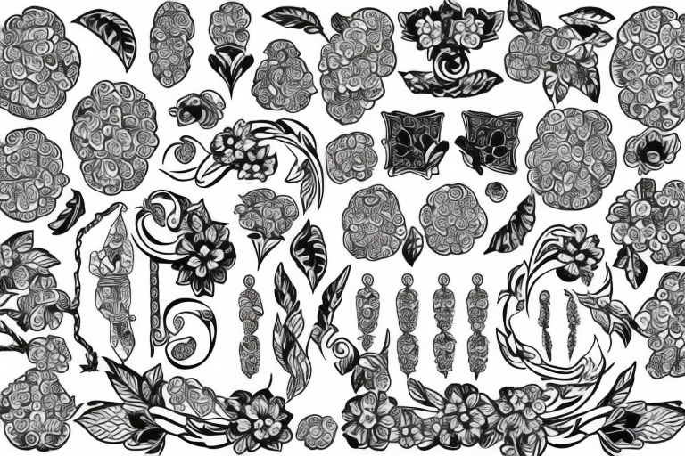viburnum  with Ukrainian patterns tattoo idea