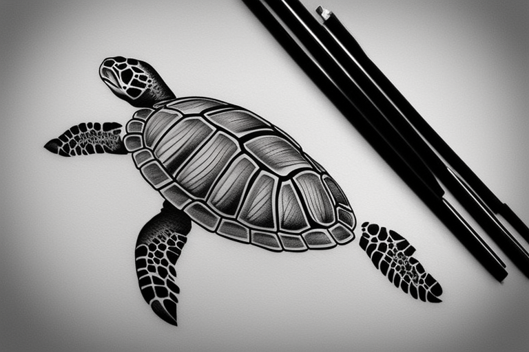 Fine line realistic Turtle tattoo idea