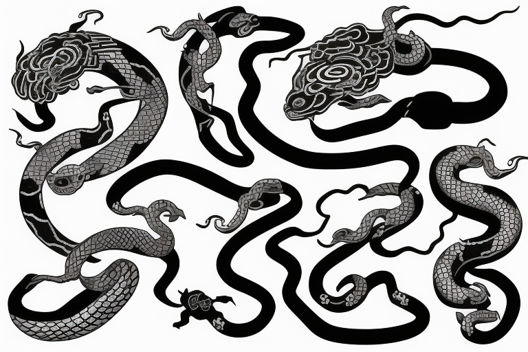 Hanja mask with snakes tattoo idea
