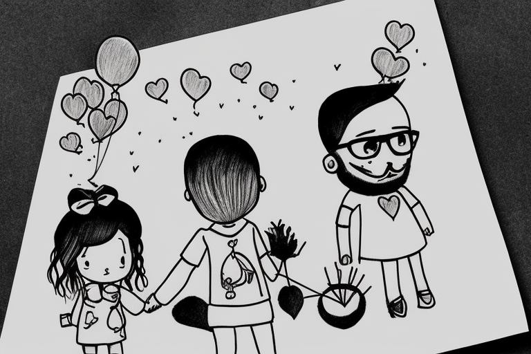 father and daughter holding hands and daughter holding a balloon tattoo idea