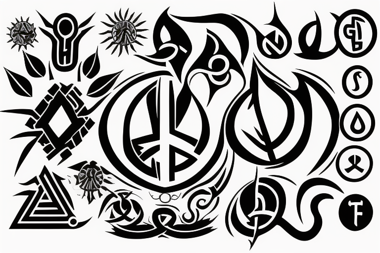 Eban symbol for peace , Osram ne Nsoromma symbol, Aya symbol for prosperity. Nyame Dua symbol for power tattoo idea