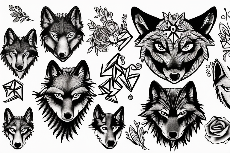 Two Black Wolves Art Deco Wolf Tattoo Illustration Wolves Drawing Wolf  Drawing Wolves Sketch PNG Transparent Clipart Image and PSD File for Free  Download