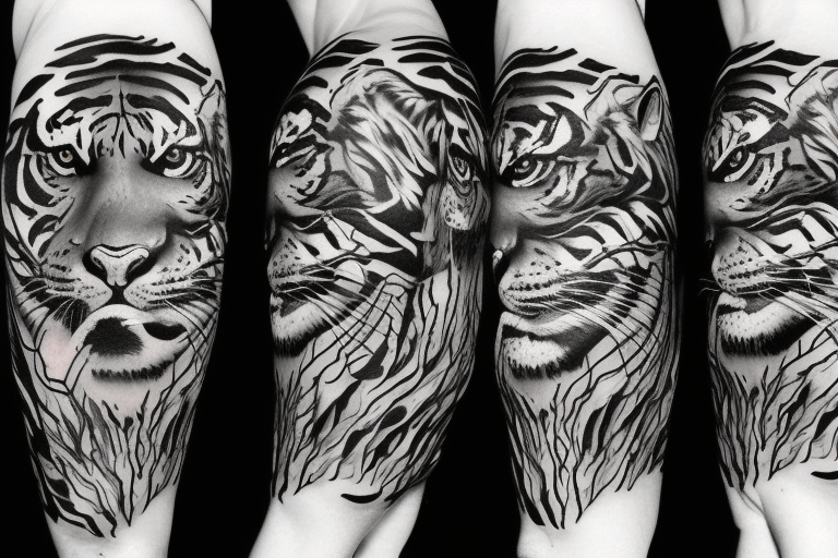 black and grey tiger tattoo designs