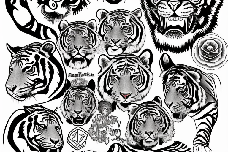 Black Tiger Head Symbol Logo on Orange Background Wild Animal Tribal Tattoo  Design Stencil Flat Vector Illustration 13105663 Vector Art at Vecteezy