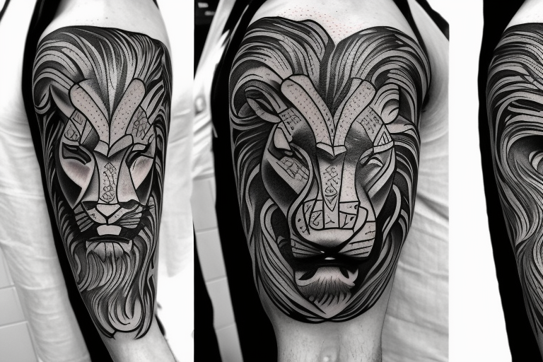 Lion 
Greek Meander 
Masculinity 
King chess piece tattoo idea
