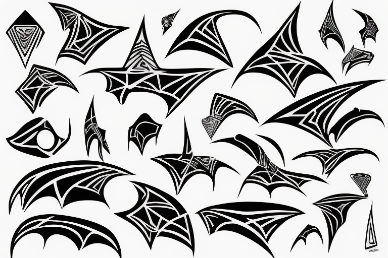 Simplified bat
Wavey line-art
Thin lines
Futuristic tattoo idea