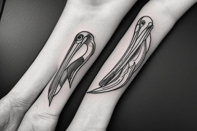 Single line minimalist pelican tattoo idea