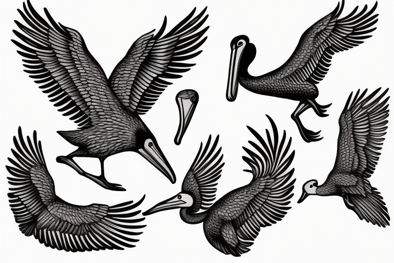 flying pelican tattoo idea