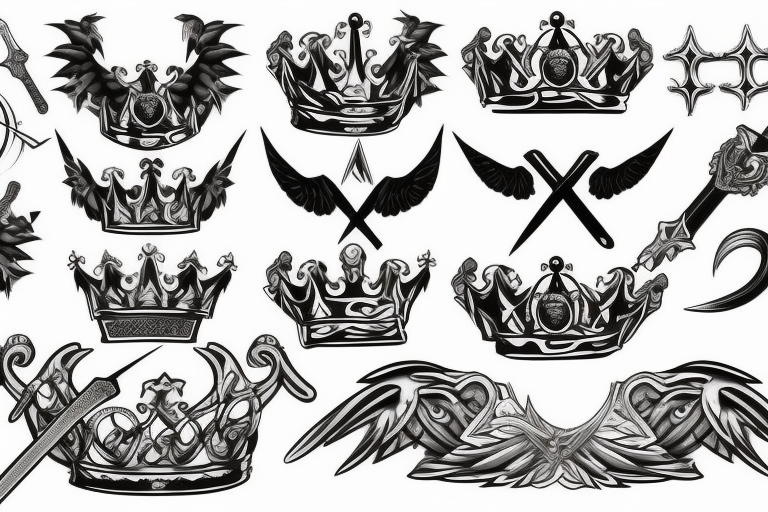 Inkinn Tattoo Studio on Instagram Wings a crown and a sword All symbols  of power royalty and freedom One should be free to live their life the  way they choose with grace